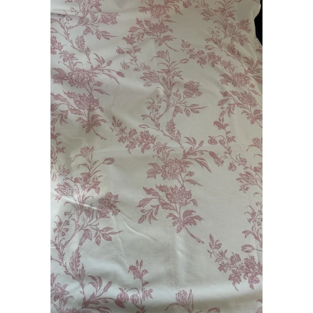 Pink Floral Toile Botanical Fabric Shower Curtain White 72 X 72 Toile De Jouy
